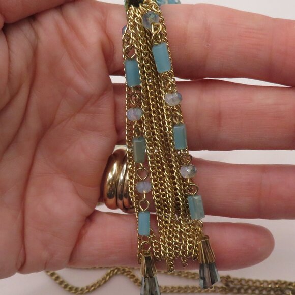 Gold Tone Beaded Tassel Necklace - Picture 6 of 9